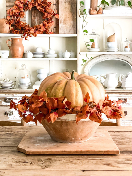 pumpkin-with-wreath-in-bowl-fall-decoration