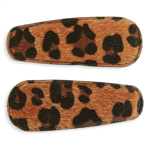 2-Piece Leopard-Print Faux Fur Hair Clips Set