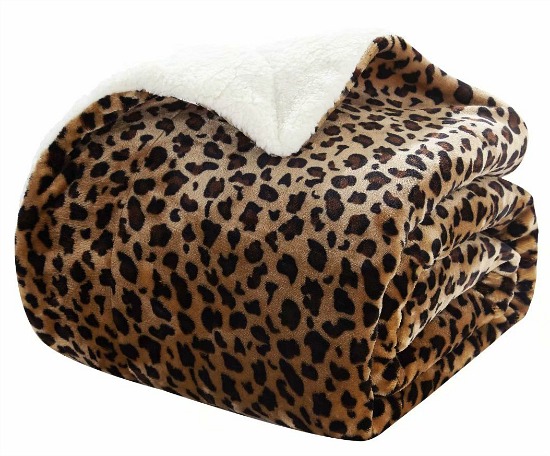 Merrylife Sherpa Throw Blanket Plush Fleece Comfort Soft Home Decorative Couch Blankets Travel Use Cheetah