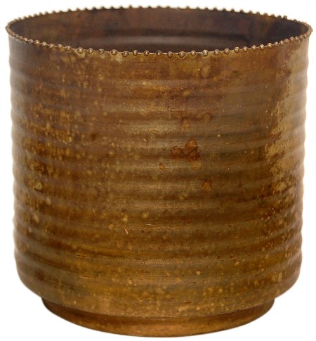 Aged Brass Ribbed Planter