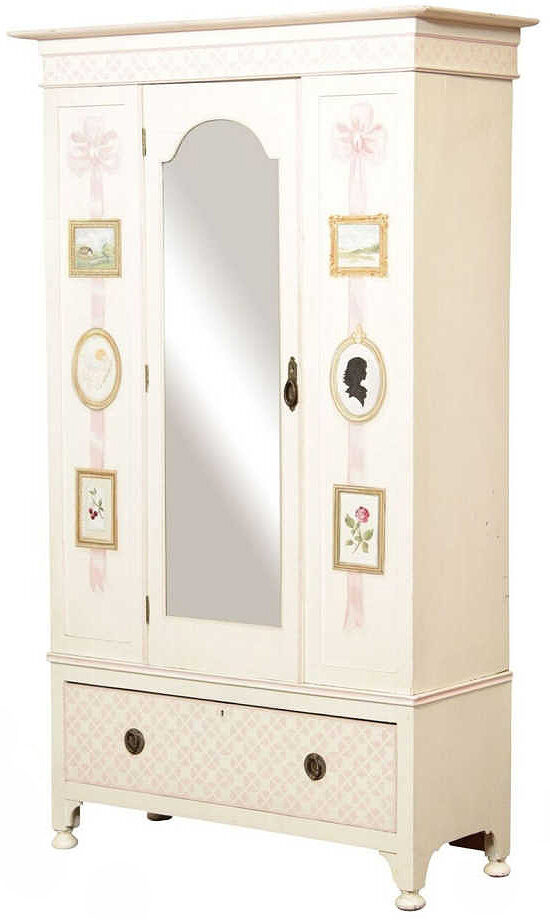 Antique Hand Paint Decorated Wardrobe Armoire