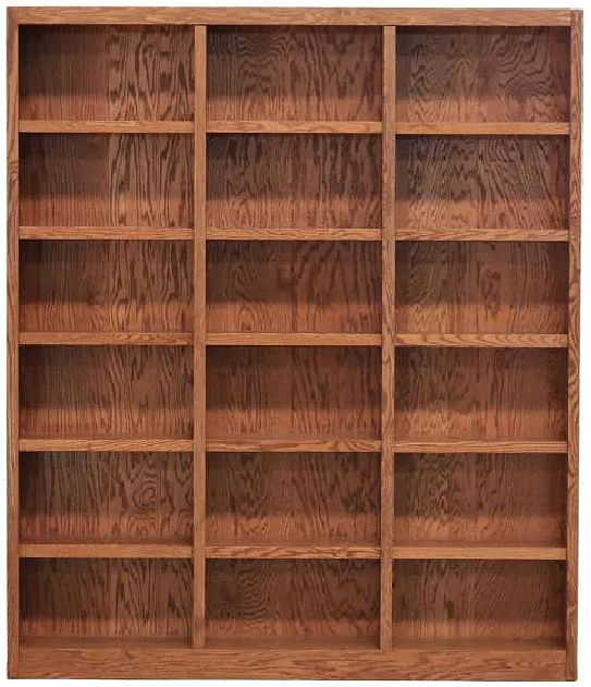 Dry Oak Wood 18-shelf Standard Bookcase with Adjustable Shelves