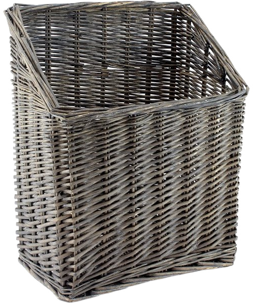 Gray Washed Woven Willow Storage Basket