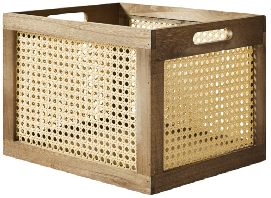 Better Homes & Gardens Large Wood and Poly Rattan Cane Weave Storage Crate