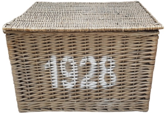 Vintage Large Wicker Basket with Lid