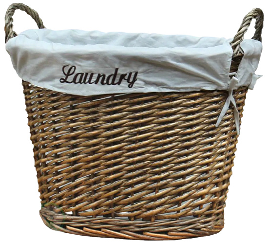 Wicker Laundry Basket with White Liner