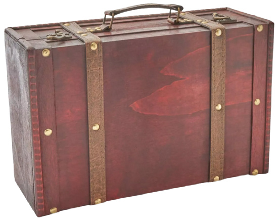 Wooden Treasure Chest Box for Home Decor, Suitcase Style Storage