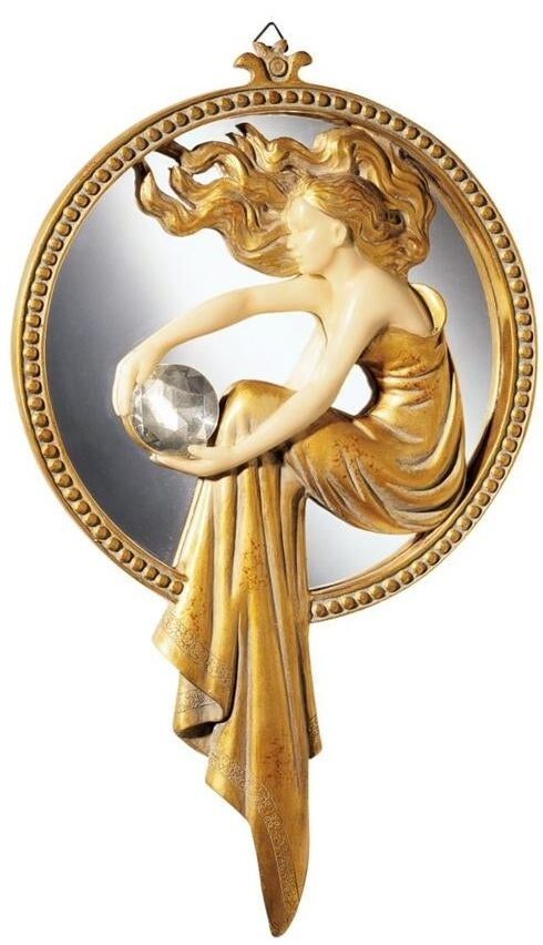Design Toscano Lady of the Lake Art Deco Wall Mirror - Antique Gold
