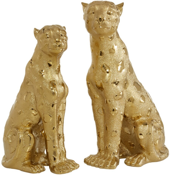 Gold Porcelain Glam Sculpture Leopard (Set of 2)