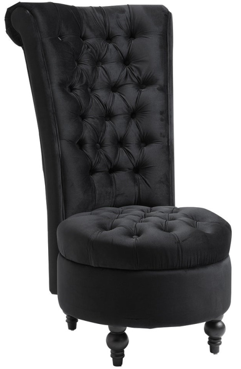 Silver Orchid Hayworth 45" Tufted High Back Black Velvet Accent Chair