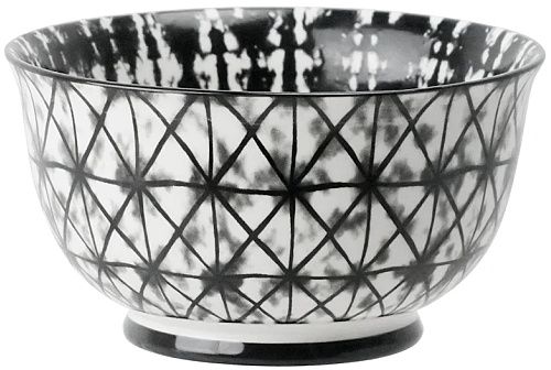 Black & White Batik Printed Stoneware Bowl