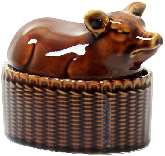 Martha-Stewart-6in-Stoneware-Sculpted-Pig-Covered-Oval-Baker-in-Brown