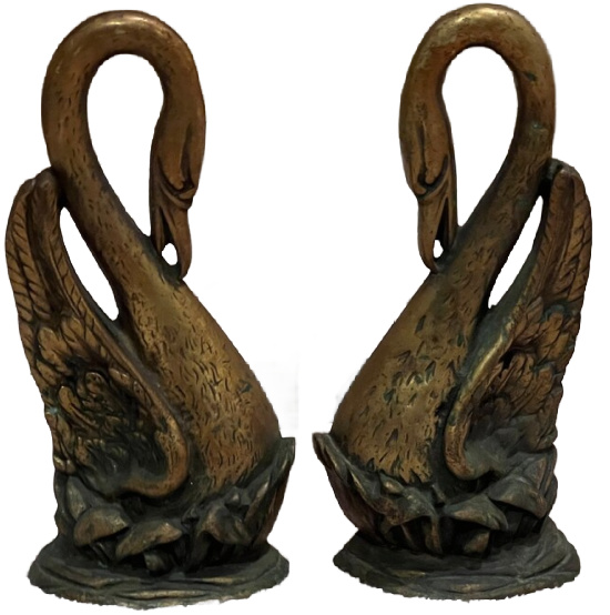Antique Brass Swan Andirons |