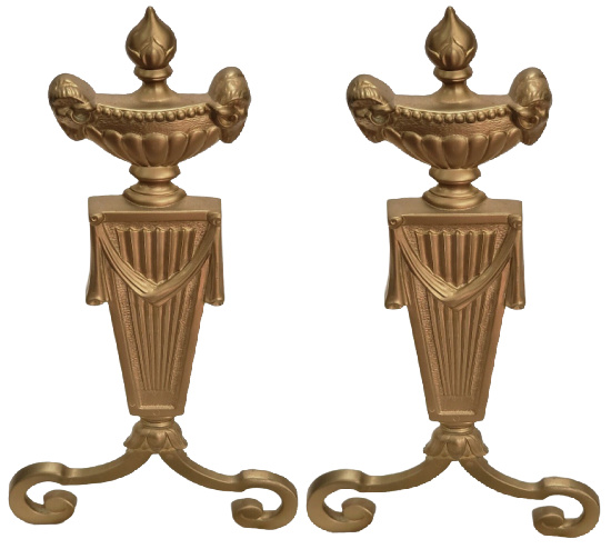 Decorative Fireplace Andiron Set - Gold Golden Greek