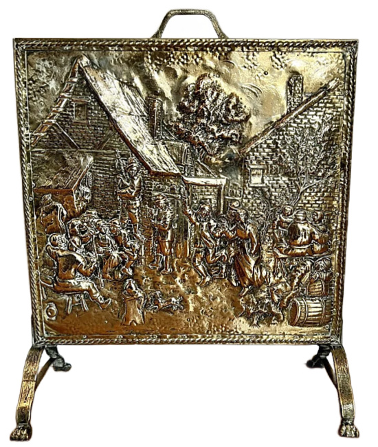 Ornate antique quality brass fire screen