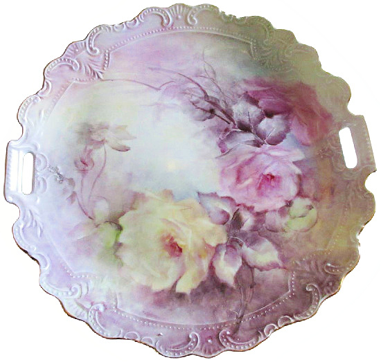 vintage hand painted plates with roses