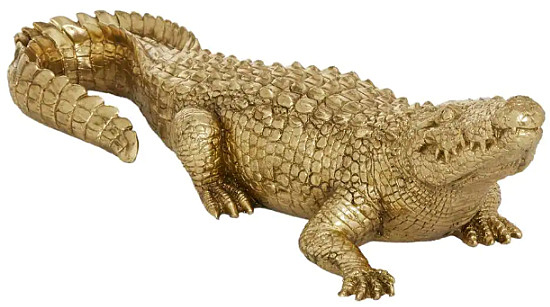 Metallic Gold Alligator Sculpture Table Decor 1