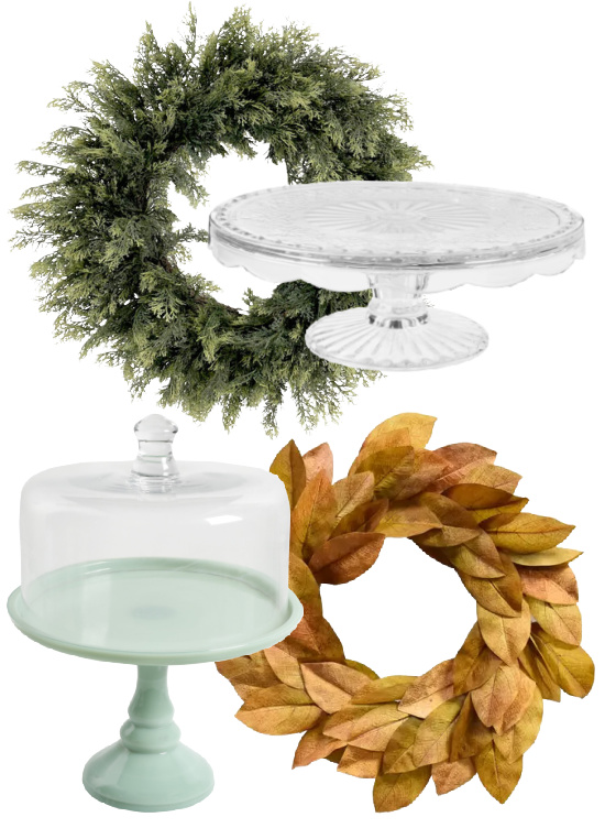 cake-stands-holiday-faux-wreaths