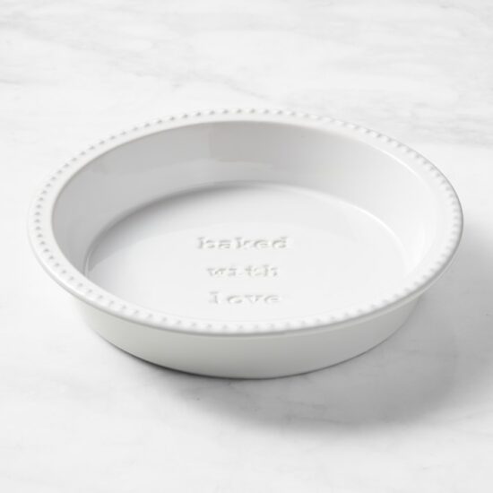 Open Kitchen by Williams Sonoma Ceramic Pie Dish with "Baked with Love" Message