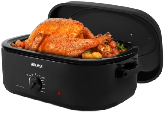 Aroma® 18Qt. Roaster Oven with High-Dome Lid, Black (1)