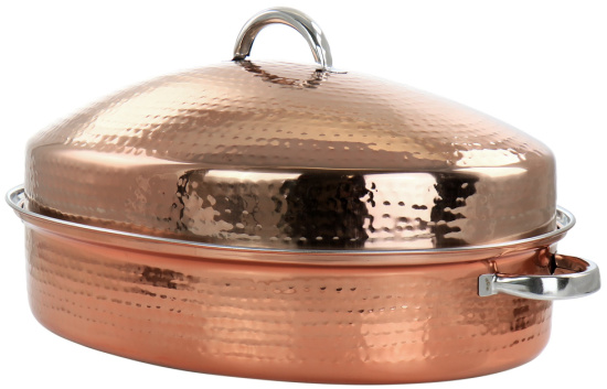 Gibson Home Radiance 17.5 Inch Stainless Steel Copper Plated Oval Roaster