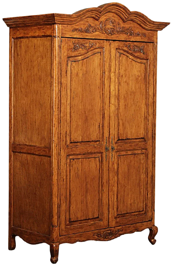 French Provincial Louis XV Style Fruit Wood Armoire (2)