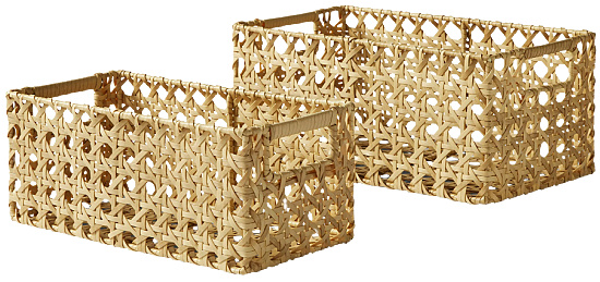 Natural Cane Weave Basket Set, 2-Piece