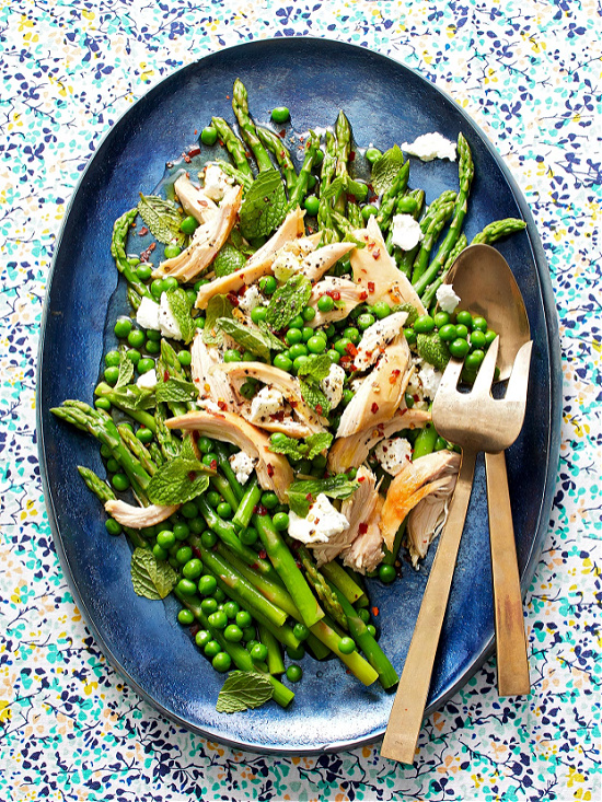 Asparagus, Chicken, and Green Pea Salad with Mint