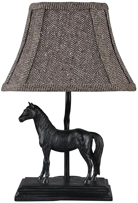 Classic-Bronze-Horse-Accent-Lamp-with-Tweed-Shade