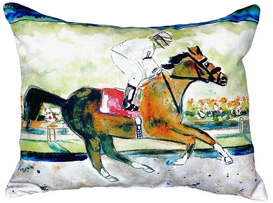 Racing Horse No Cord Throw Pillow