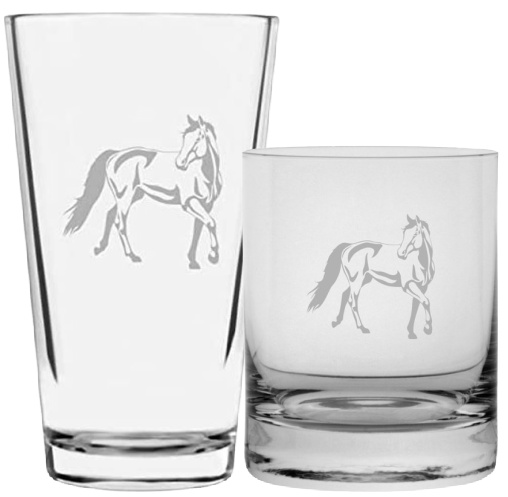 Thoroughbred Horse Themed bar glasses