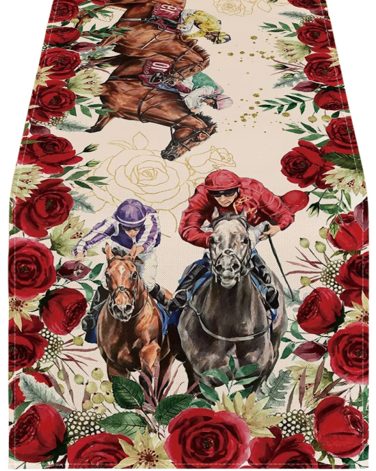 Horse Racing Roses Kentucky Derby Table Runner