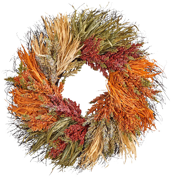 Nearly Natural 26" Fall Sorghum Harvest Autumn Artificial Wreath
