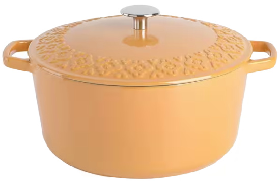 Savory Saffron 6 qt. Enameled Cast Iron Dutch Oven with Lid in Honey Gold