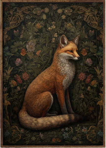 William Morris Inspired Fox Art Print