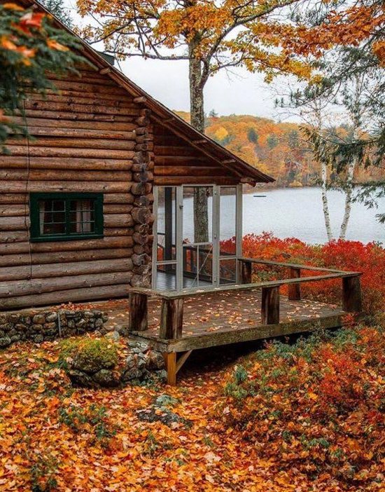 fall-lake-cabin-house