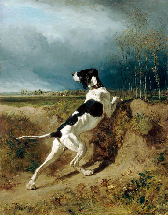 Hunting Hound Pointing Dog Painting By Constant Troyon