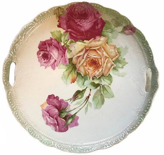 Antique Rose Handpainted Serving Plate - Germany
