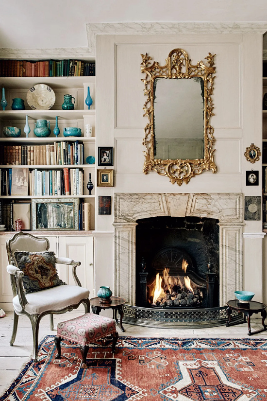 gold-frame-over-fireplace-Michael Sinclair