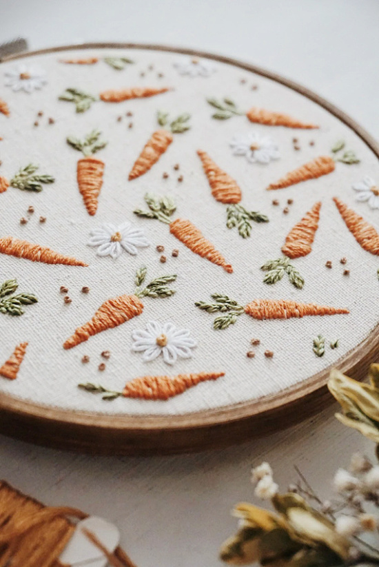 Carrot Harvest Hand Embroidery PDF Pattern