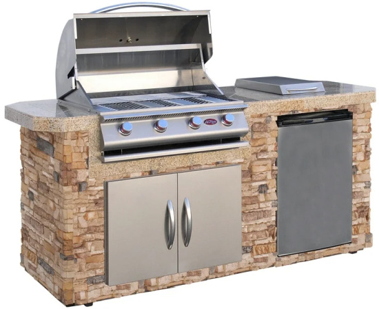 7-ft.-Stone-Veneer-with-4-Burner-Propane-Gas-Grill-Island-in-Stainless-Steel