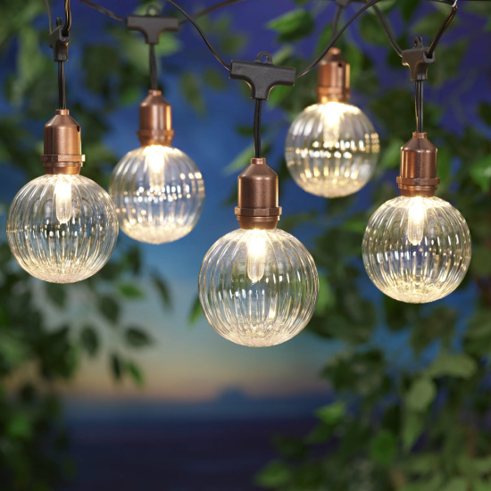 Better Homes & Gardens 10-Count Warm White LED Ribbed Outdoor String Lights