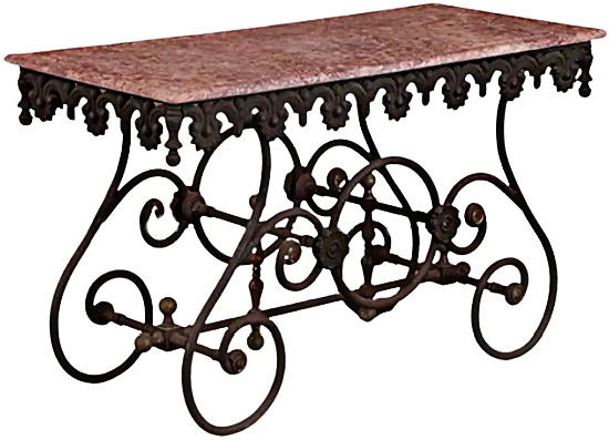 French Cast Iron Marble Bakers Table