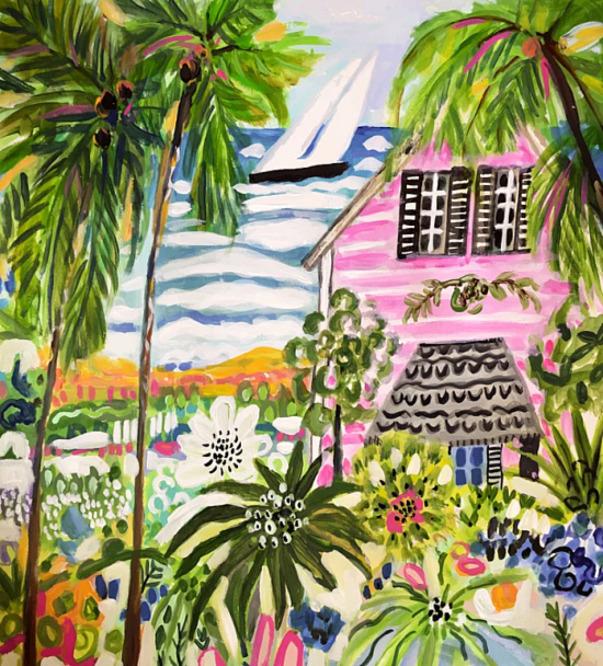 Cottage+By+The+Bay+I+On+Canvas+by+Karen+Fields+Painting
