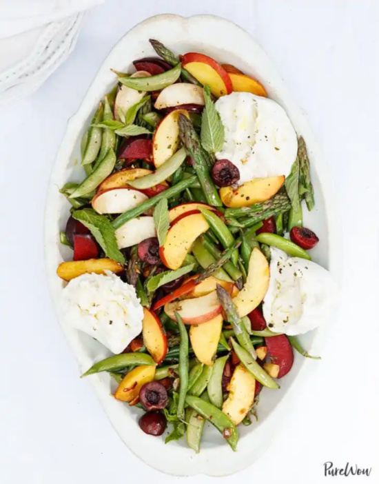 20-Minute Burrata Salad with Stone Fruit and Asparagus