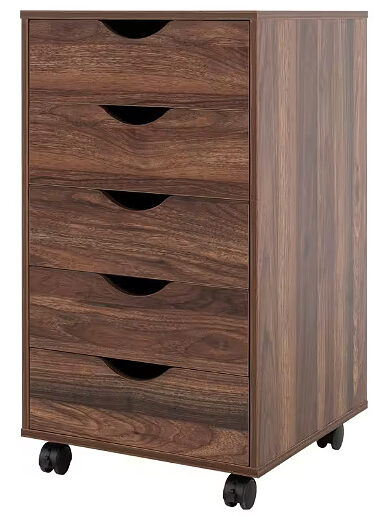 5-Drawer Brown Oak Wood Lateral File Cabinet