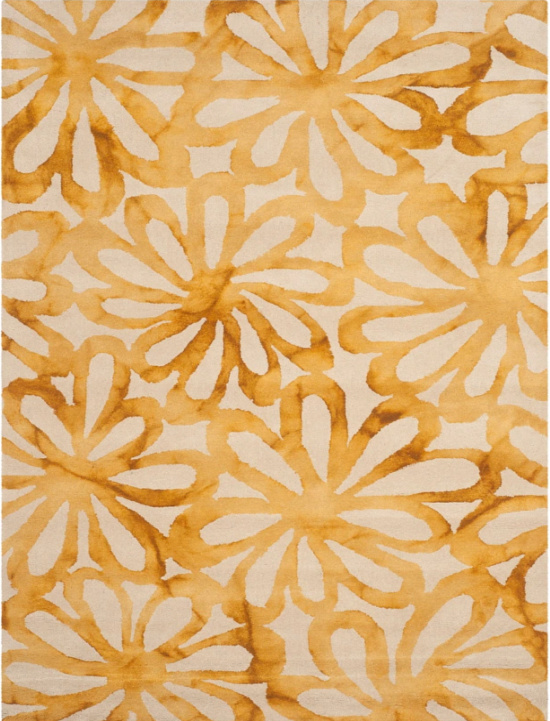 SAFAVIEH Handmade Dip Dye Caron Floral Watercolor Wool Rug - 3' x 5' - Beige/Gold