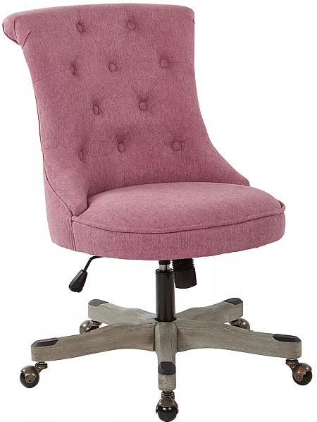 Tufted Office Chair With Faux Wood Base