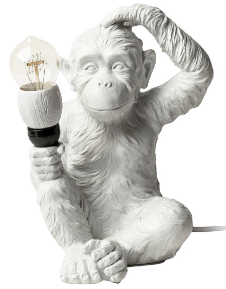 White-Resin-Playful-Monkey-Table-Lamp